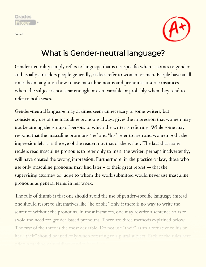 gender neutral language essay
