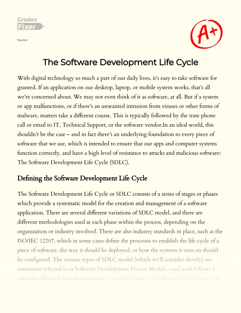 The Software Development Life Cycle Essay