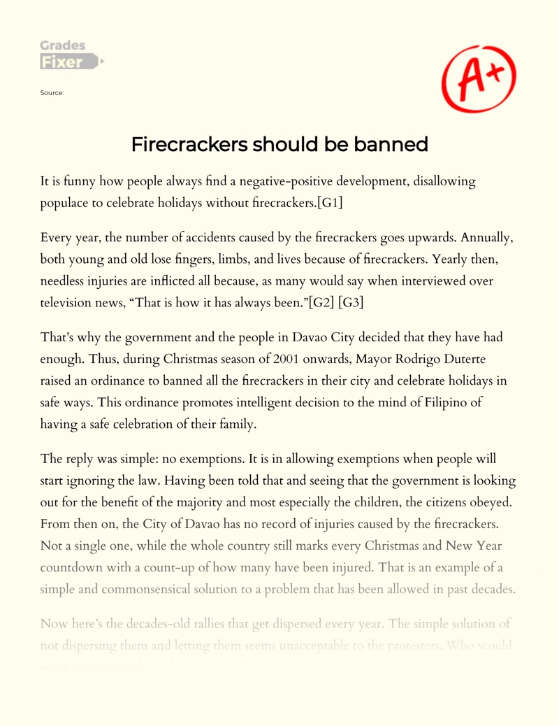 Firecrackers Should Be Banned Essay