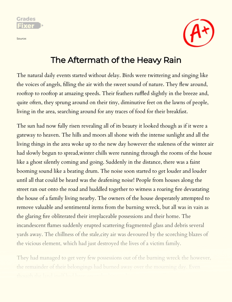 The Heavy Rain and Its Aftermath Essay