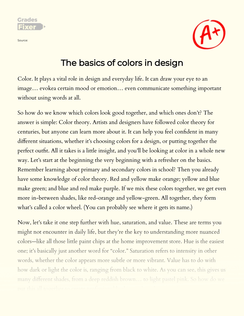 The Basics of Colors in Design essay