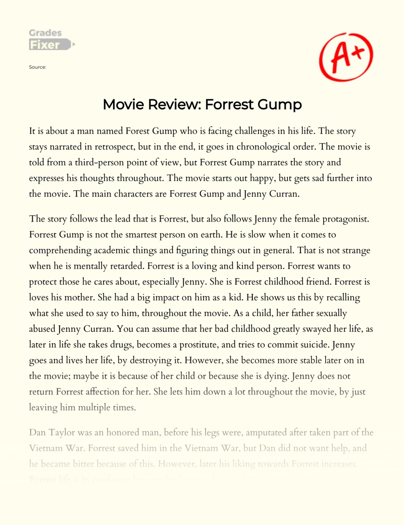 Movie Review:  Forrest Gump Essay