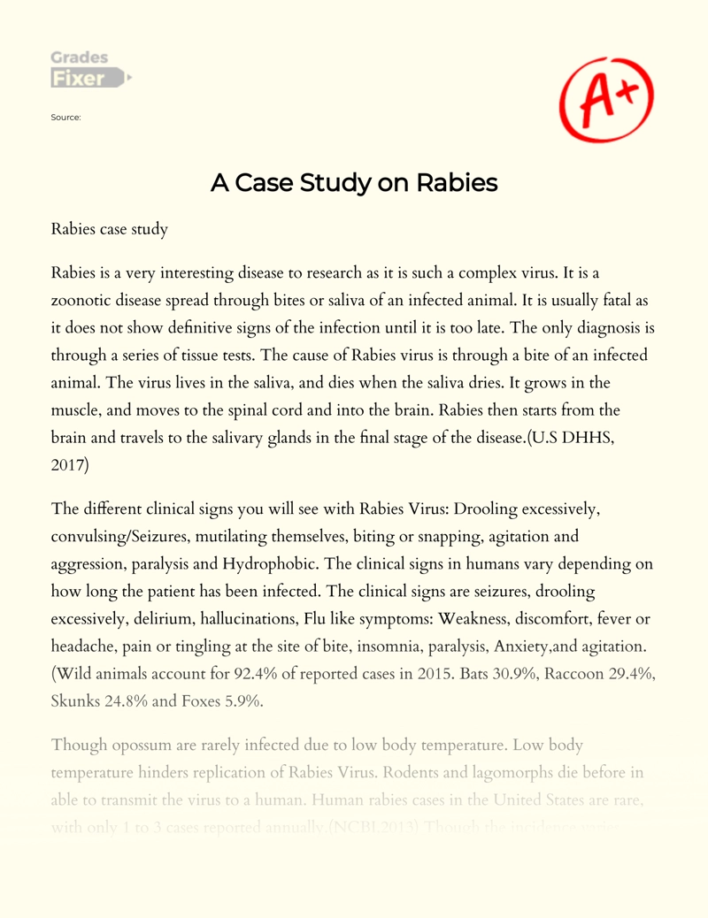 A Case Study on Rabies Essay