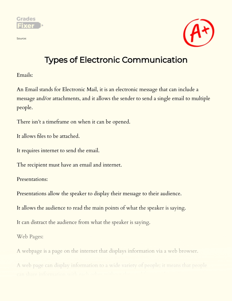 Types of Electronic Communication Essay