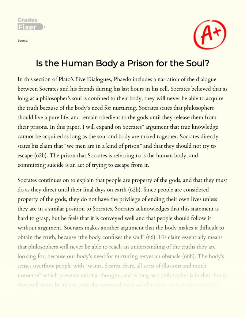Human Body as a Prison for The Soul Essay