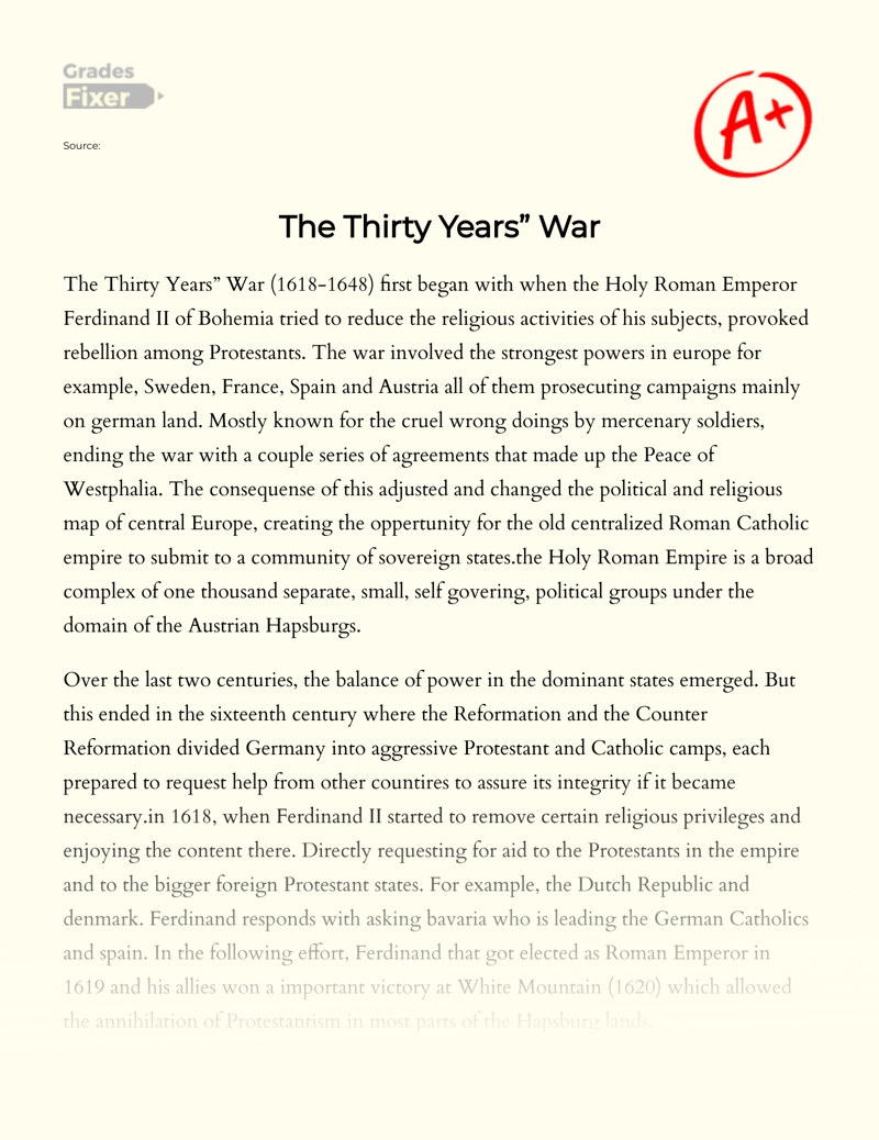 The Thirty Years" War Essay