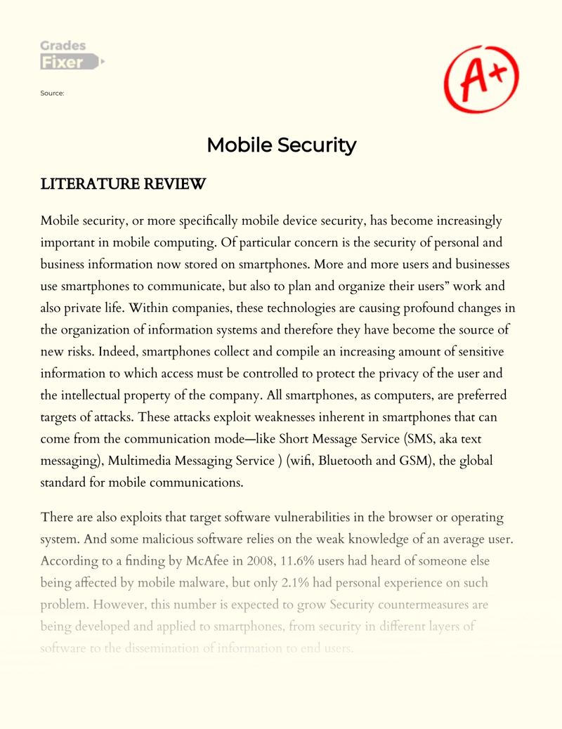 Mobile Security essay