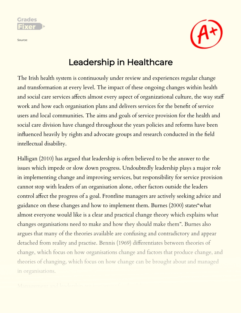 Analysis of The Importance of Management and Leadership in Healthcare Essay