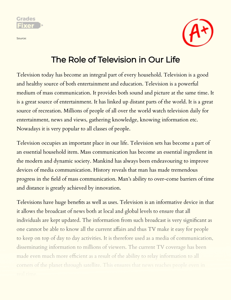 benefits of watching television essay