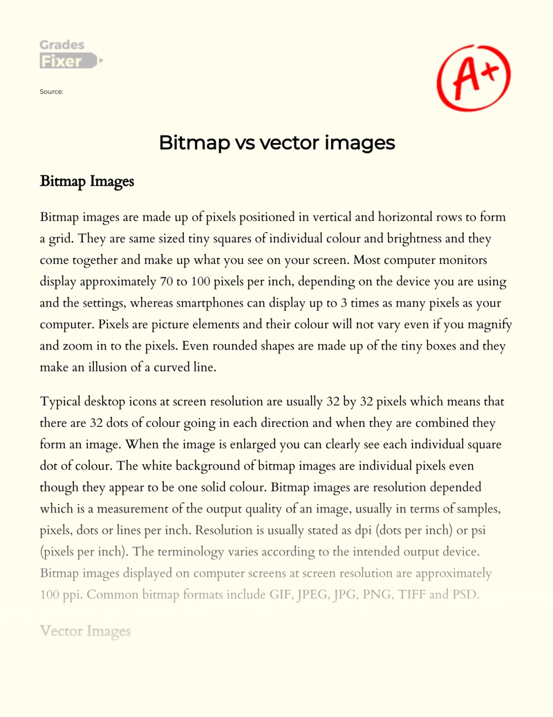 Bitmap Vs Vector Images Essay