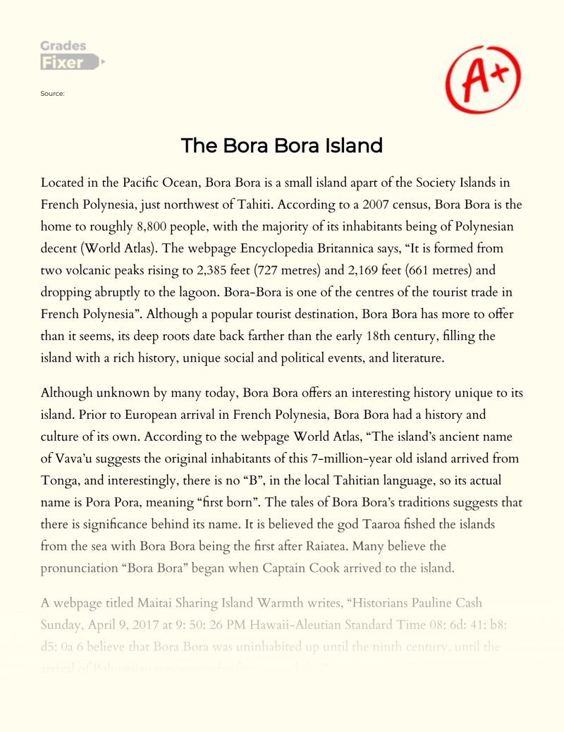 The Bora Bora Island Essay