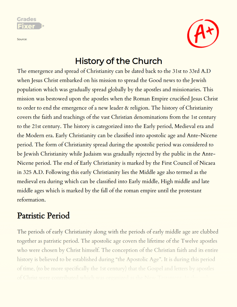 History of The Church Essay