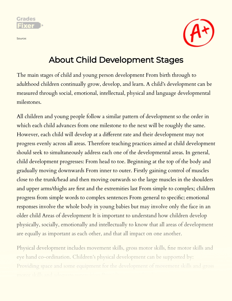 About Child Development Stages essay