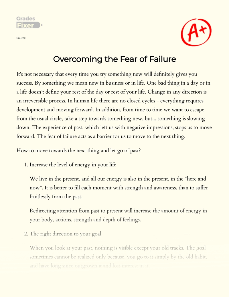 Overcoming The Fear of Failure Essay