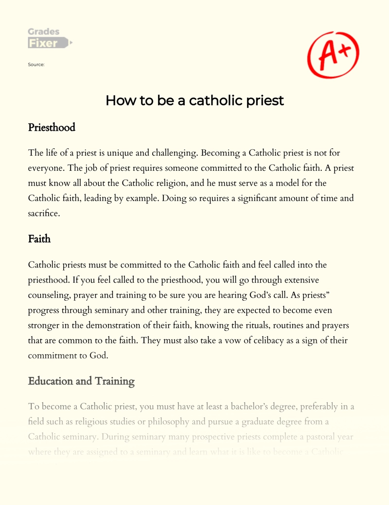 How to Be a Catholic Priest Essay