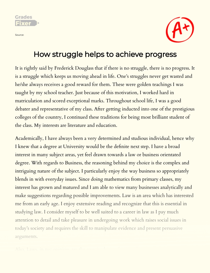 How Struggle Helps to Achieve Progress essay