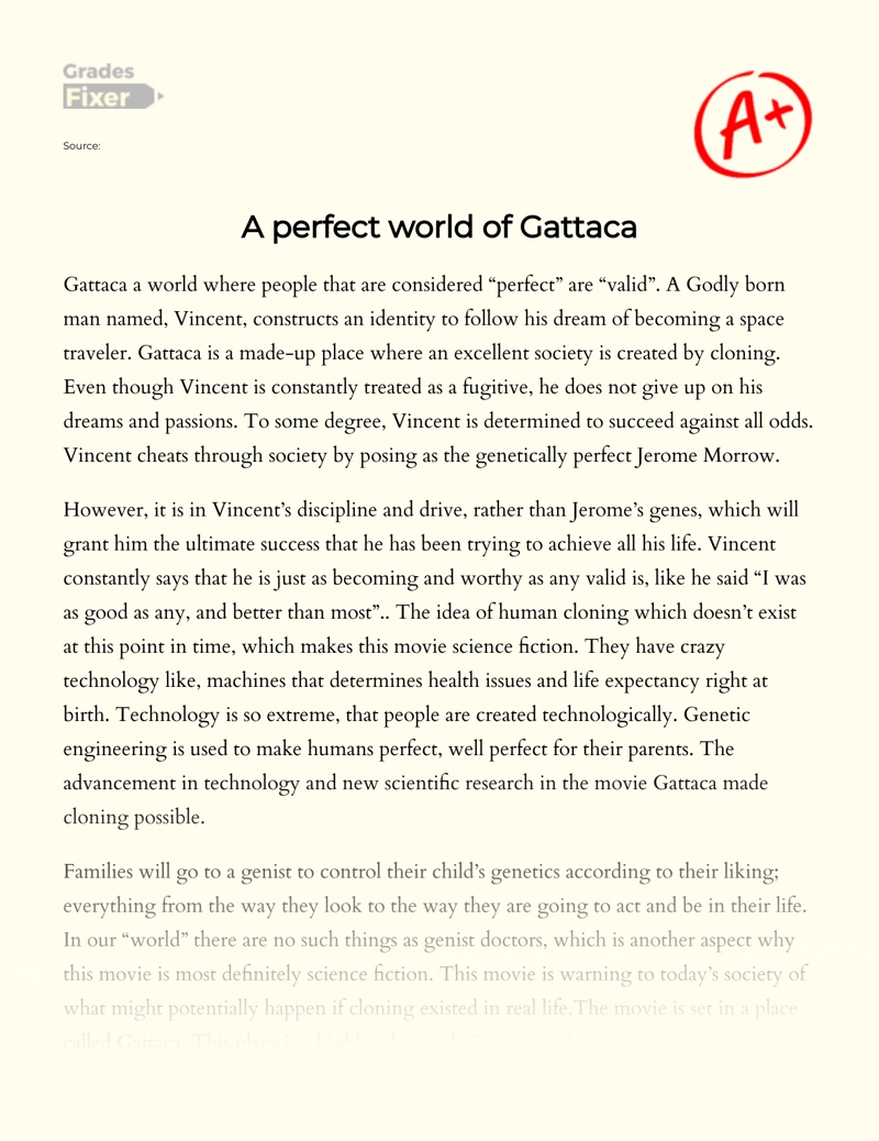 A Perfect World of Gattaca essay