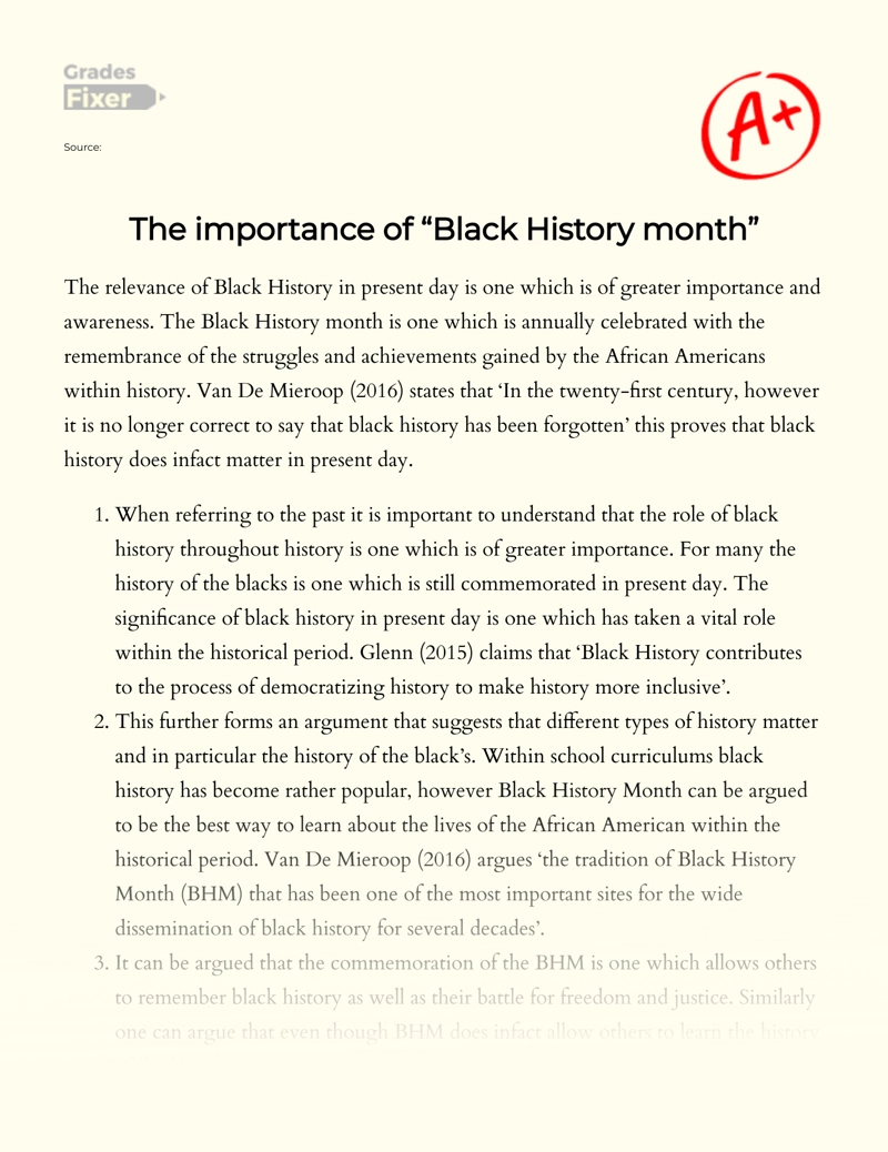 Why is Black History Month Important: My Views Essay