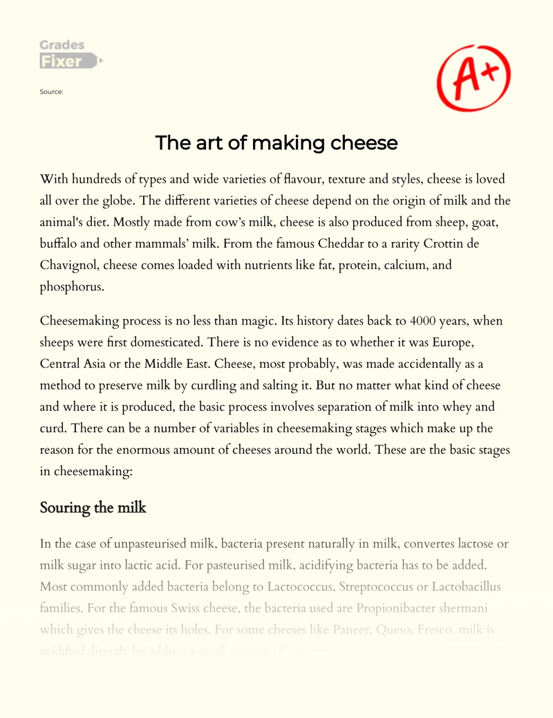 The Art of Making Cheese Essay