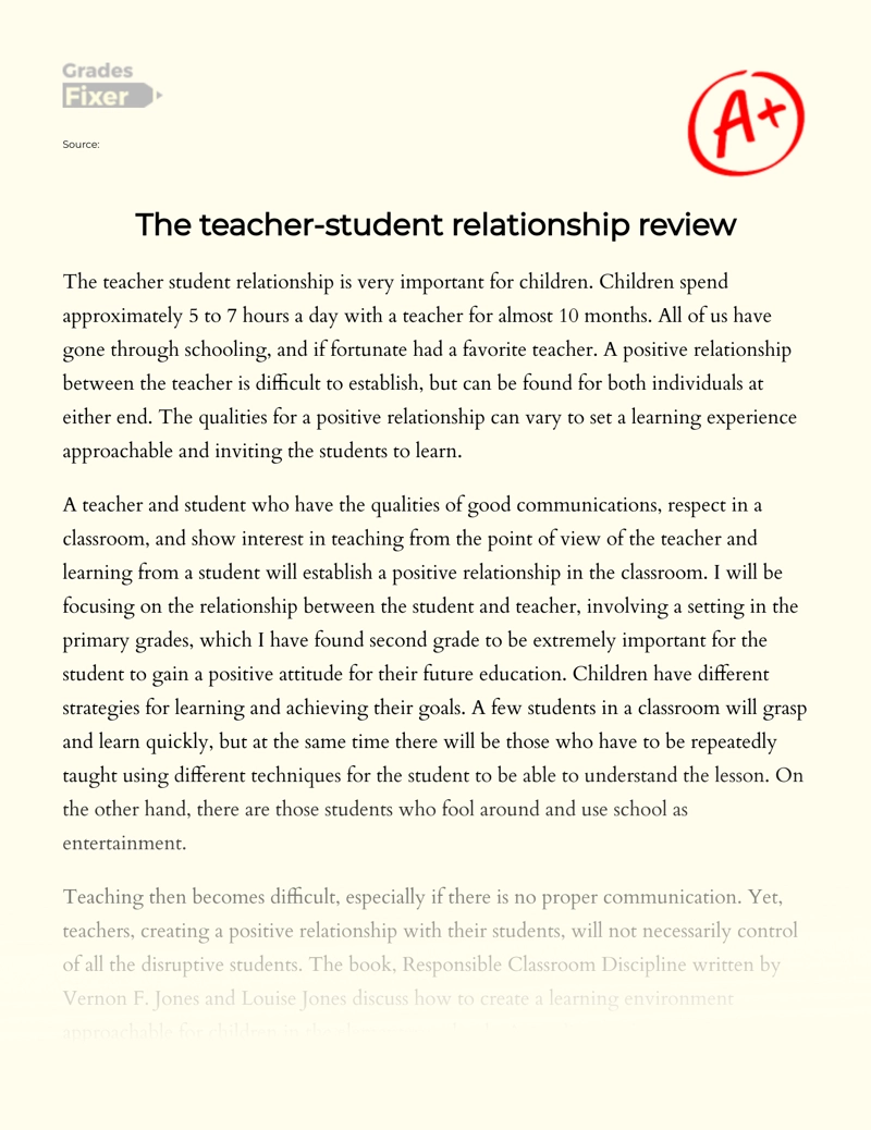 The Teacher-student Relationship Review essay