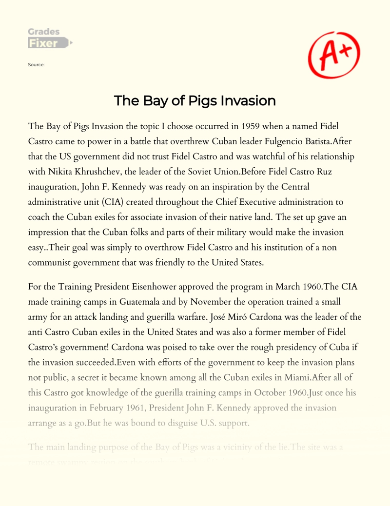 The Bay of Pigs Invasion Essay