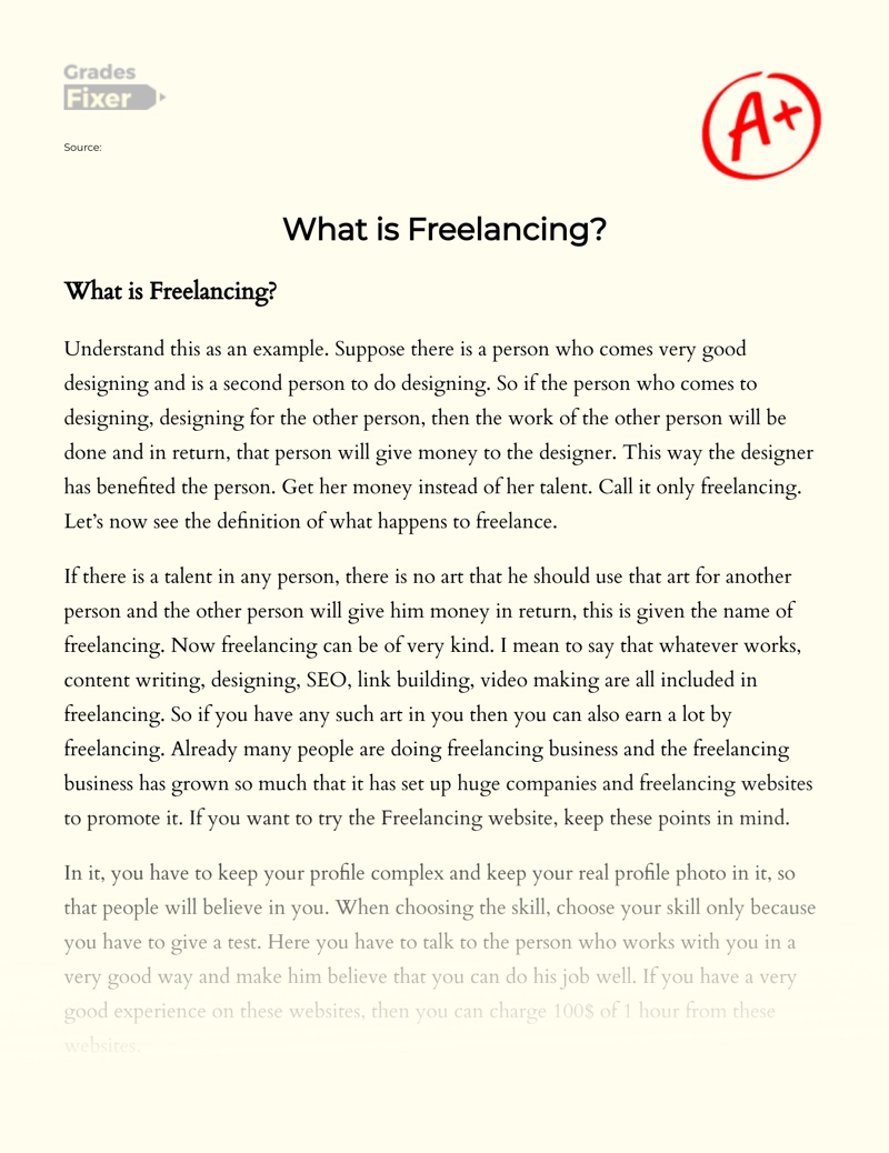 Analysis of What Freelancing is Essay