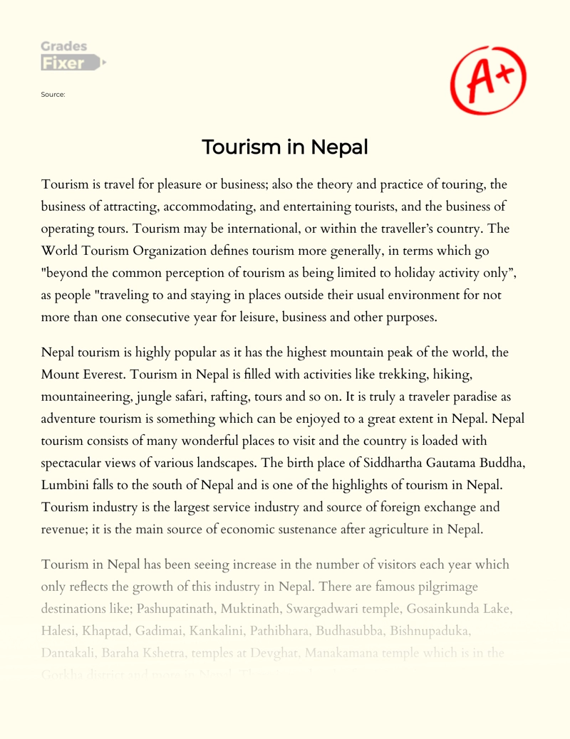 Tourism in Nepal essay