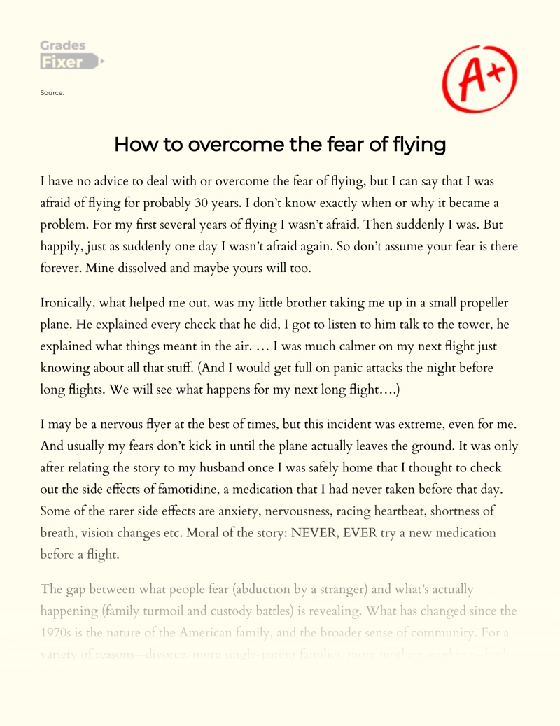 How to Overcome The Fear of Flying Essay