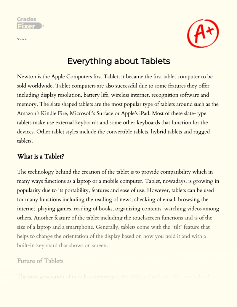 Everything About Tablets essay