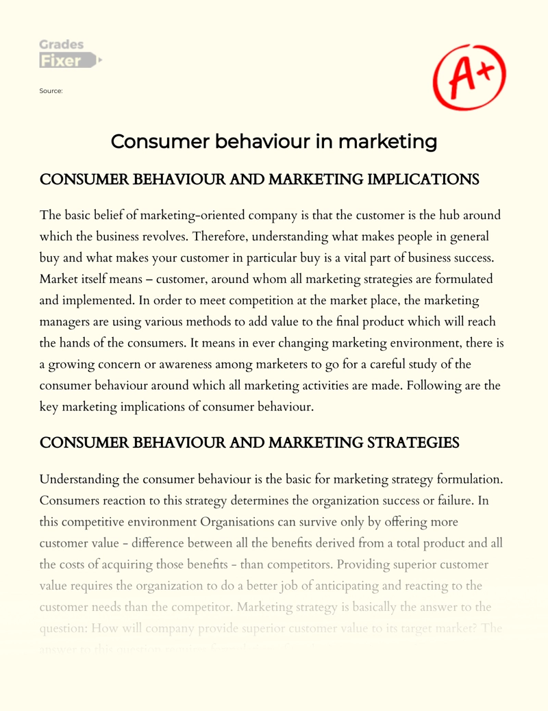 consumer behavior essay topics