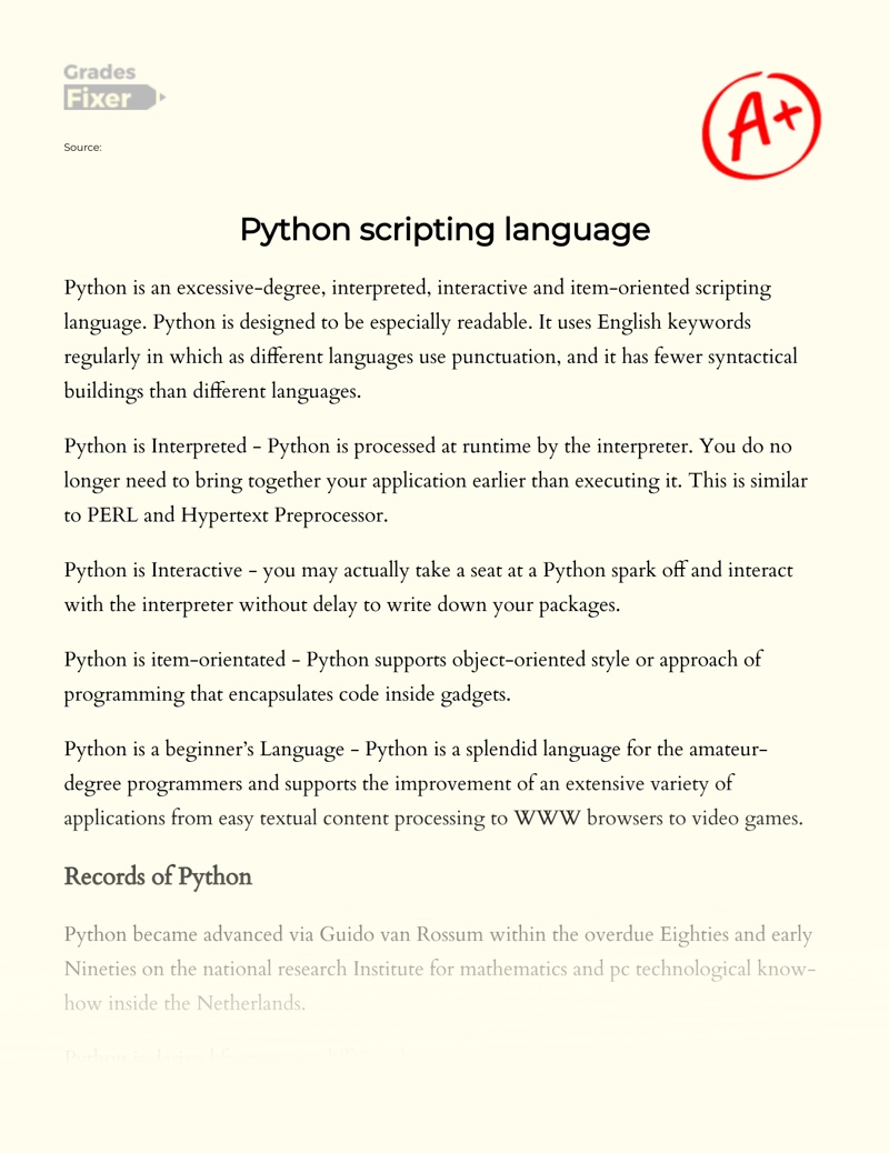 Python  Scripting Language Essay