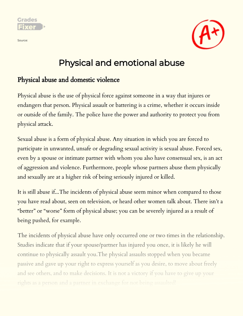 Physical and Emotional Abuse essay
