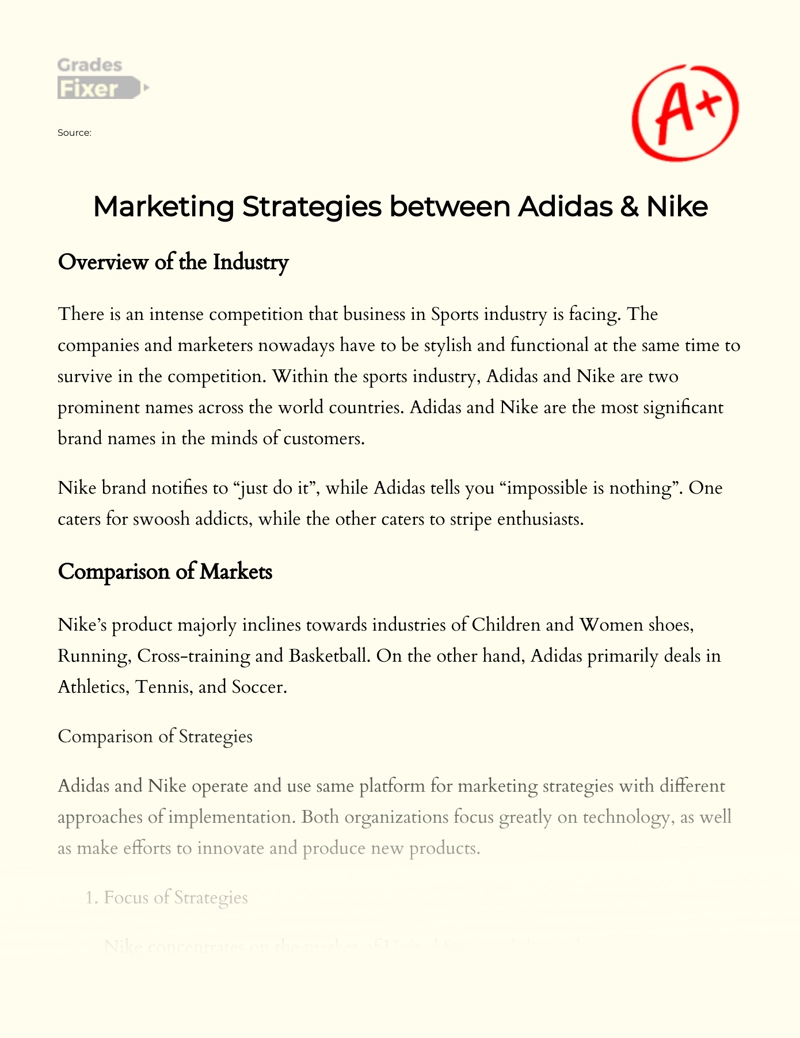 Marketing Strategies between & Nike: [Essay Example], 699 words GradesFixer