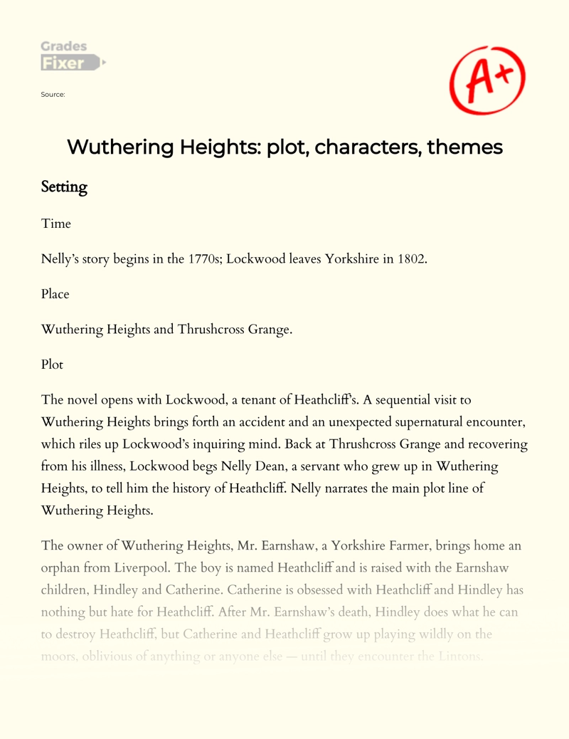 Wuthering Heights: Plot, Characters, Themes Essay