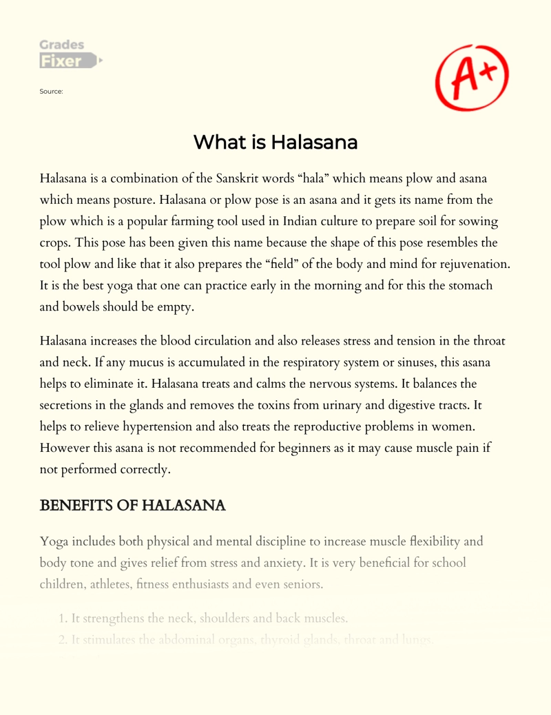 What is Halasana Essay