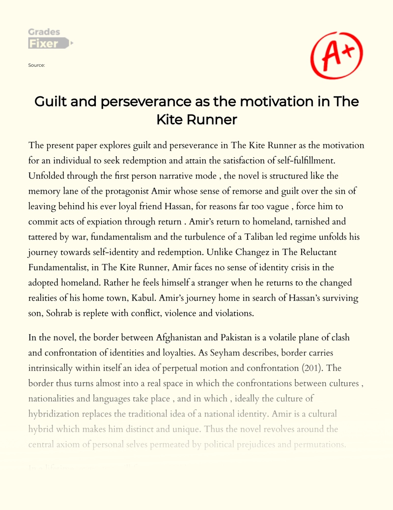 Kite runner guilt essay