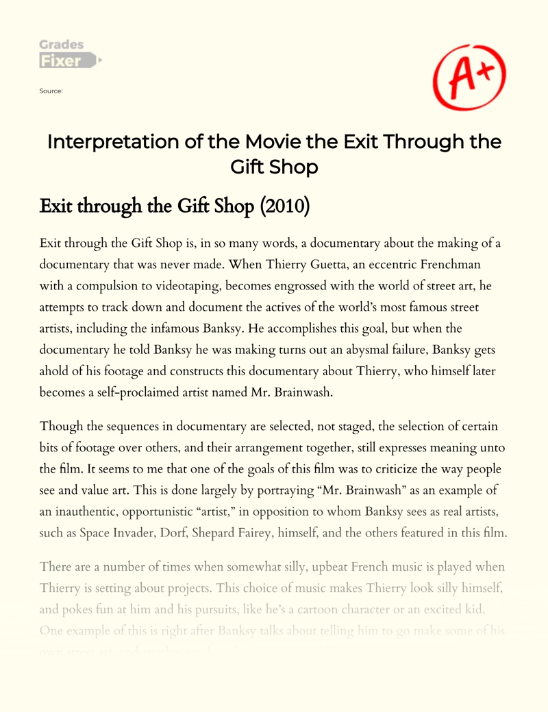 Interpretation of The Movie The Exit Through The Gift Shop essay