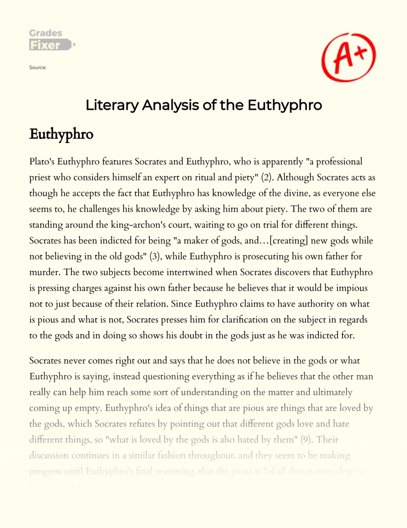 The Euthyphro Analysis Essay Essay