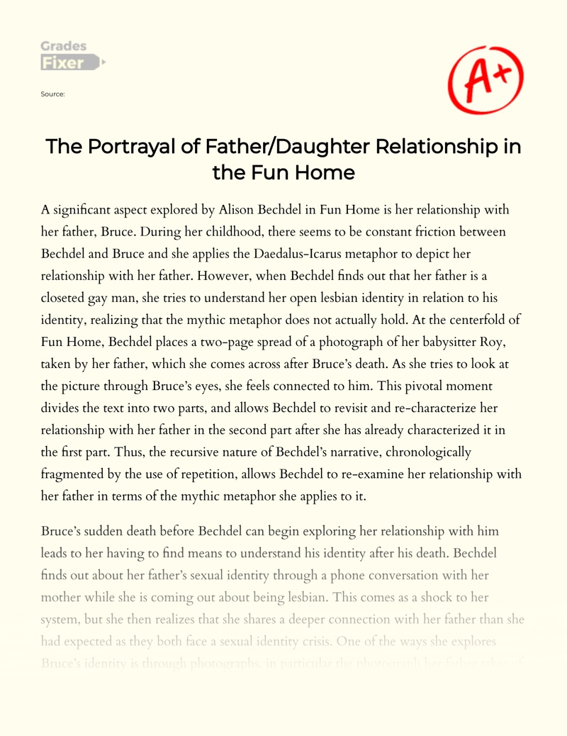 The Portrayal of Father/daughter Relationship in The Fun Home Essay