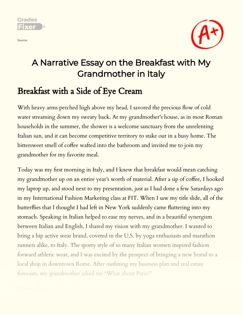 Breakfast in Italy with My Grandmother: a Narrative Essay