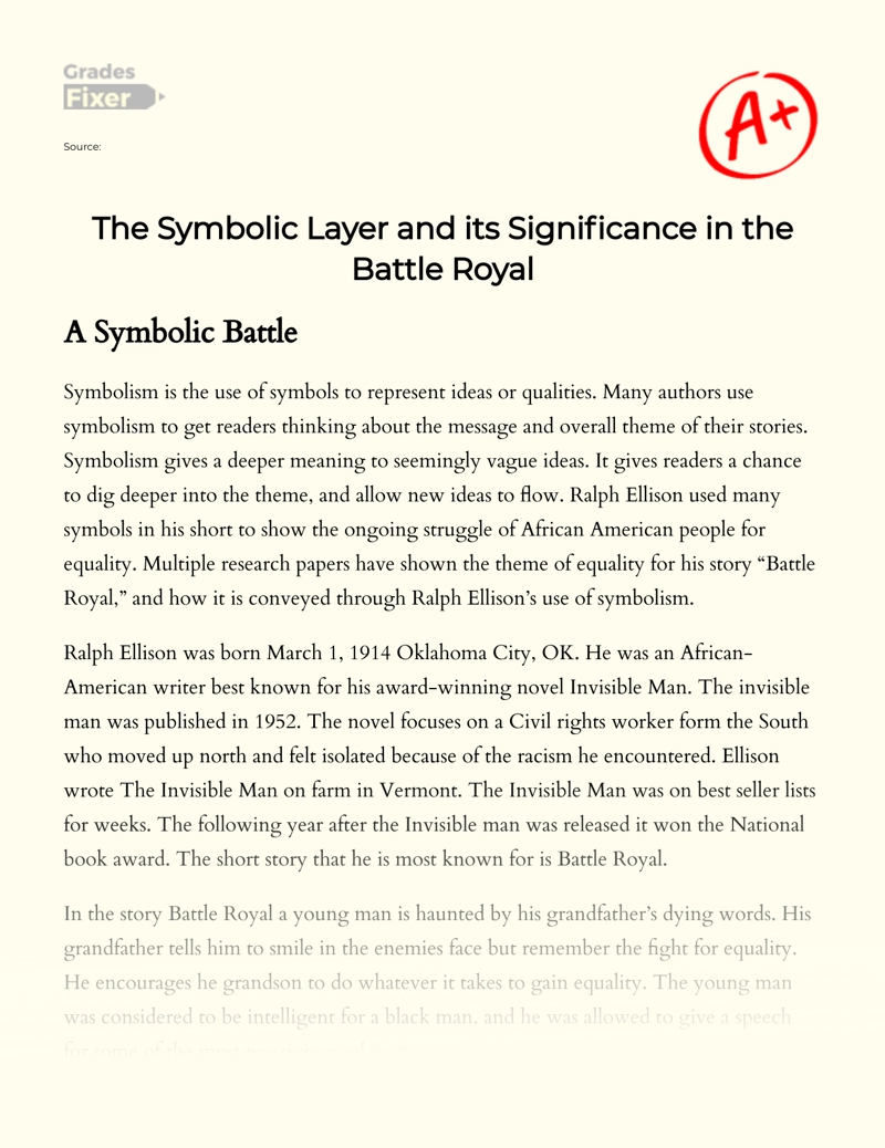 The Symbolic Layer and Its Significance in The Battle Royal essay