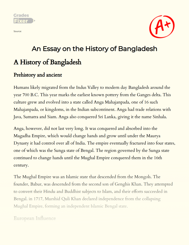 History of Bangladesh: Pakistani Conflict, EU's Influence & Independence Essay