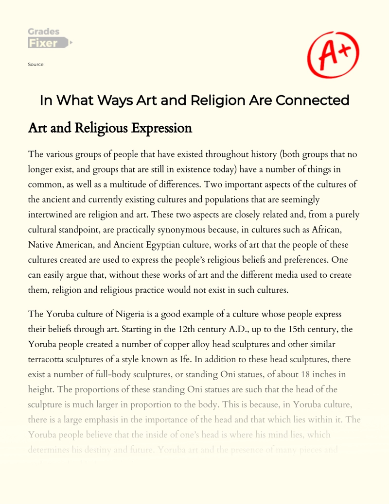 In What Ways Art and Religion Are Connected essay