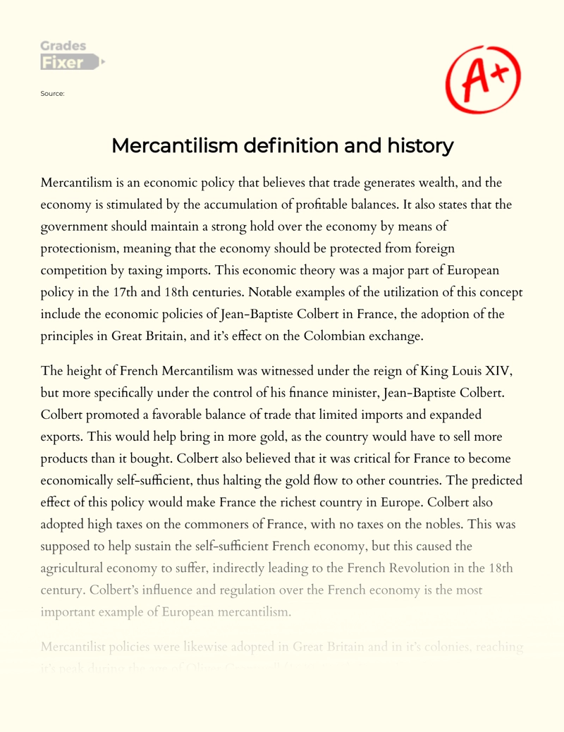 Mercantilism Definition and History essay