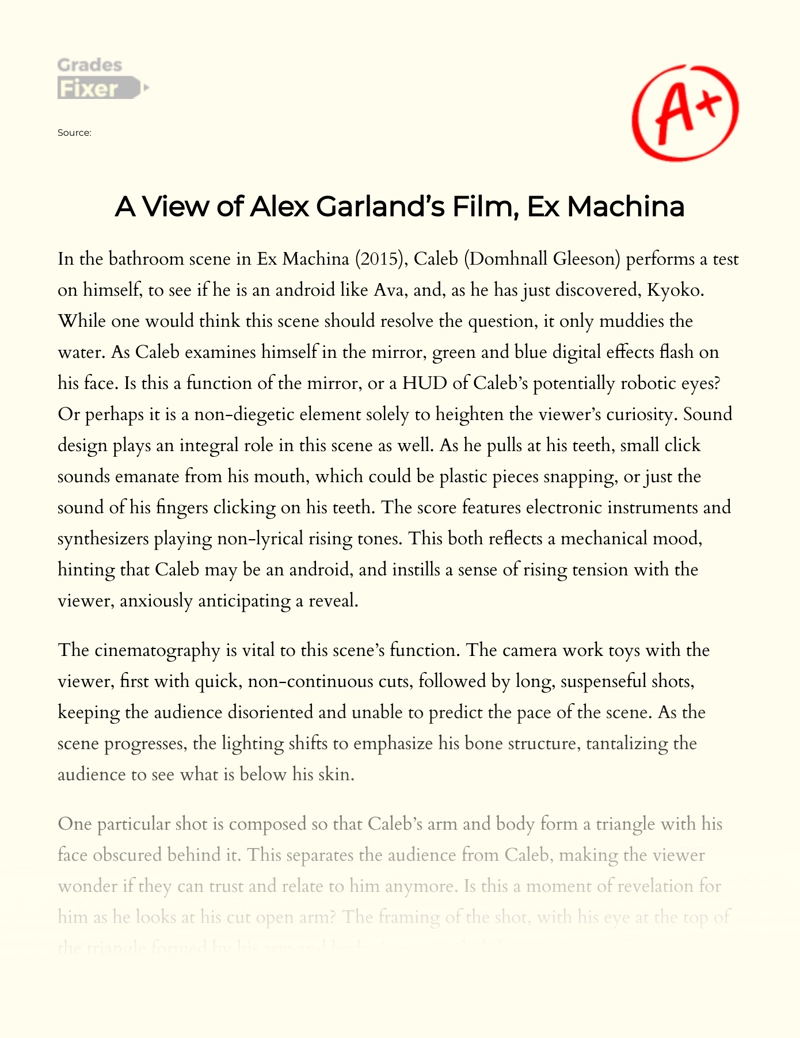 A View of Alex Garland’s Film, Ex Machina Essay