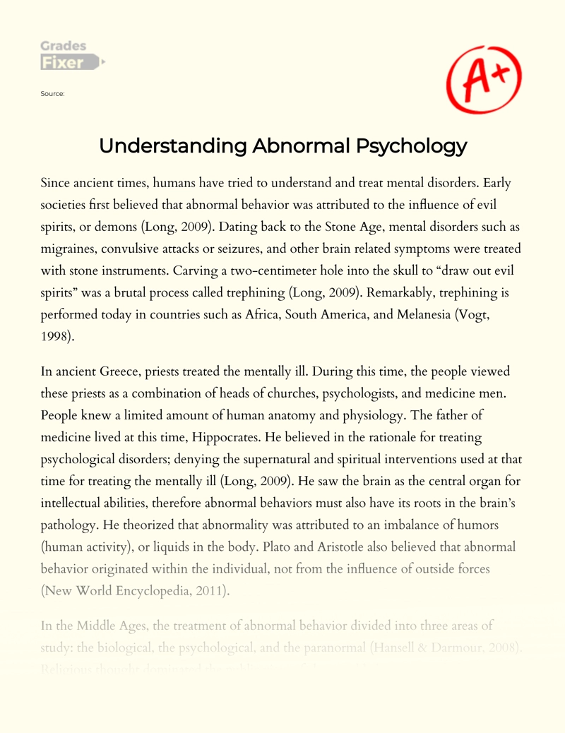 Understanding Abnormal Psychology Essay