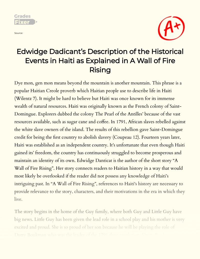 Edwidge Danticat's Description of Historical Events in Haiti Essay