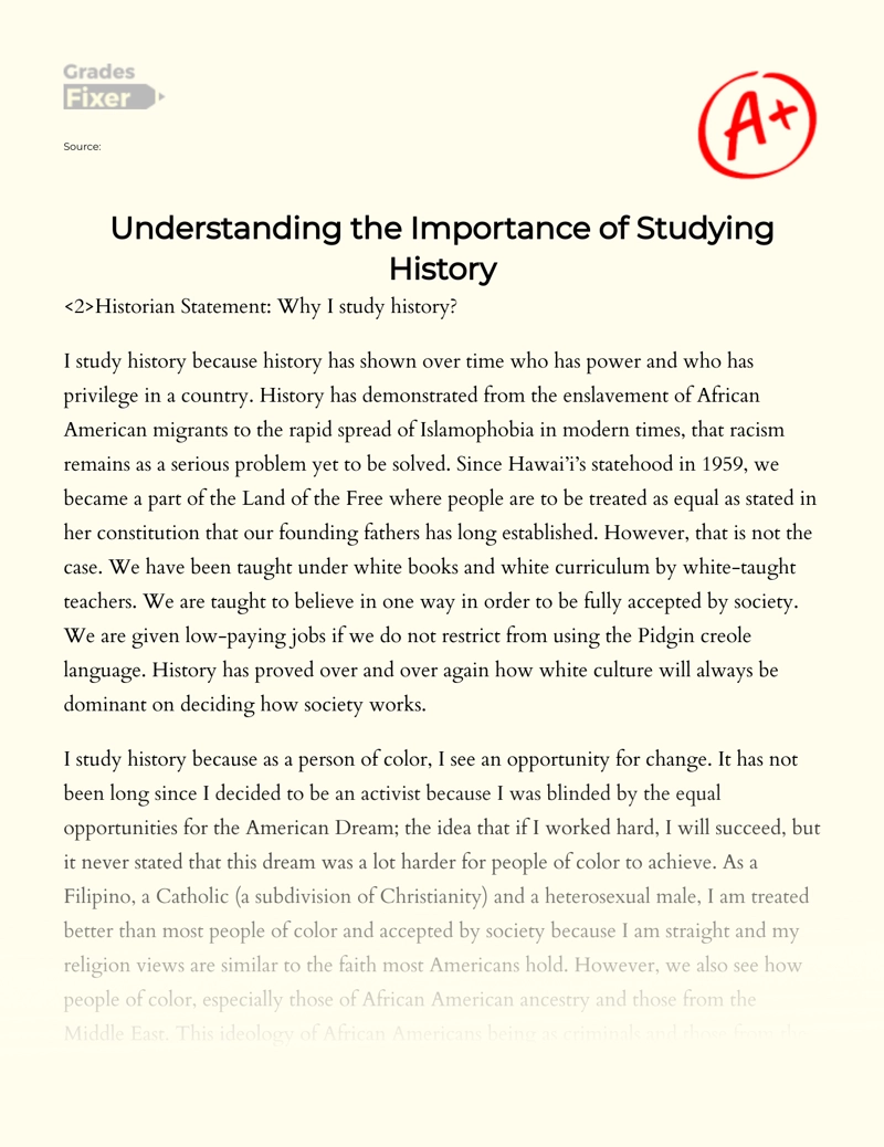 why we study history essay