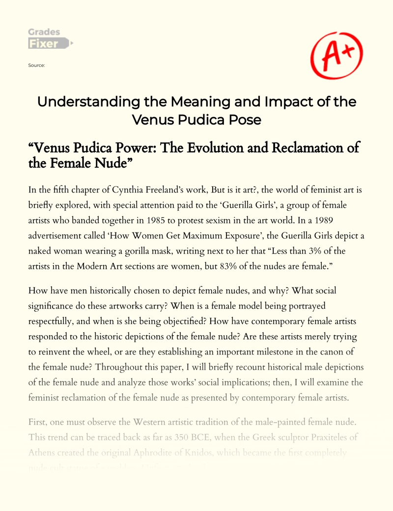 Understanding The Meaning and Impact of The Venus Pudica Pose Essay