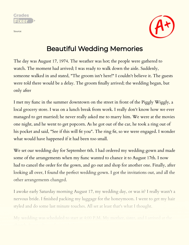 write a narrative essay on a wedding ceremony